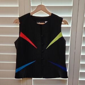 Sag Harbor Black and Red Boxy Graphic Blouse